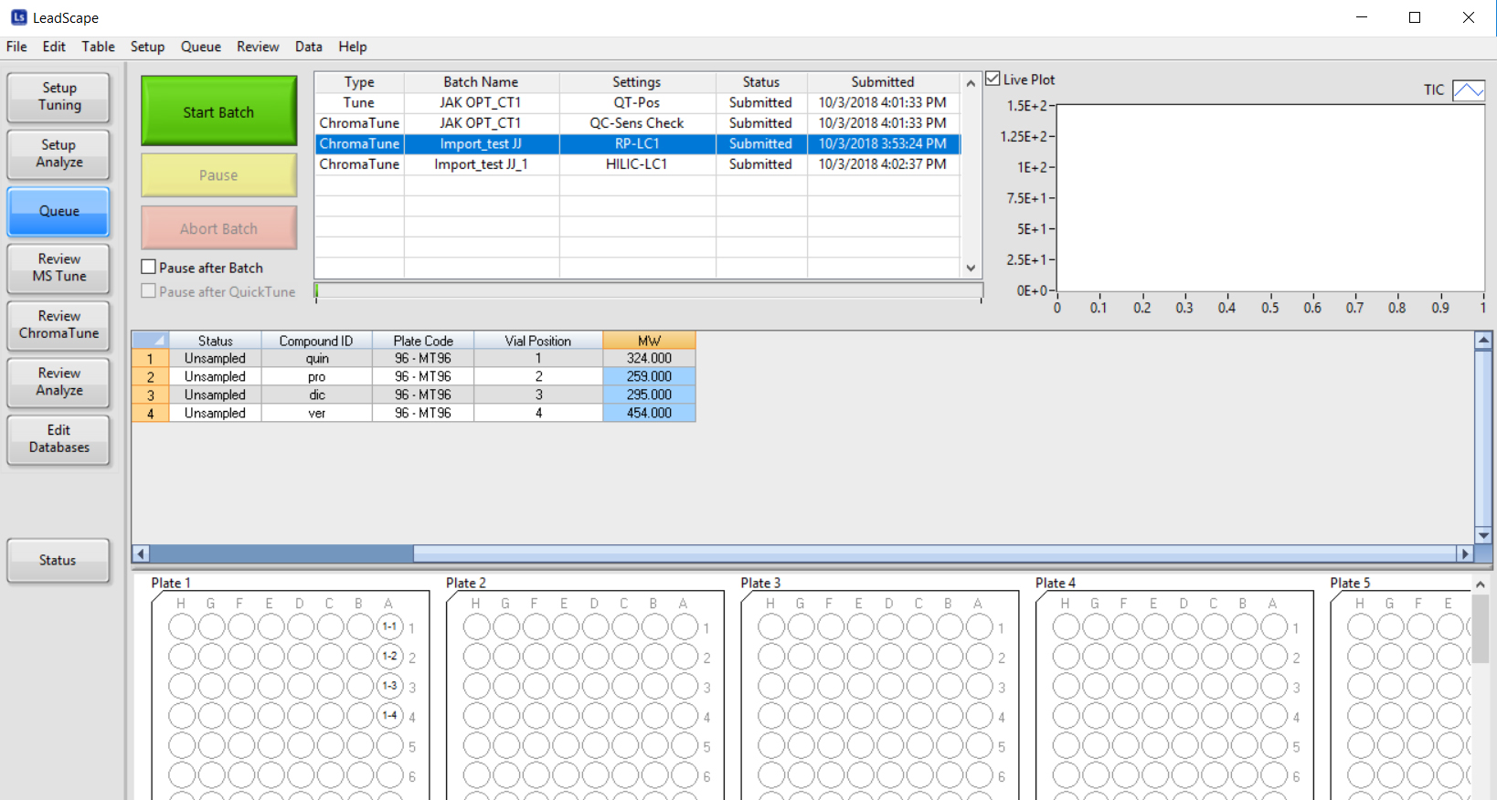 LeadScape Batch Queue overview screen